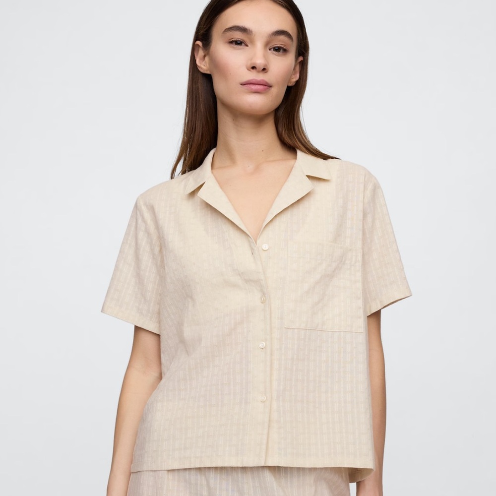 Gap Body Cotton Women's beige pajama pants and shirt set new with tag